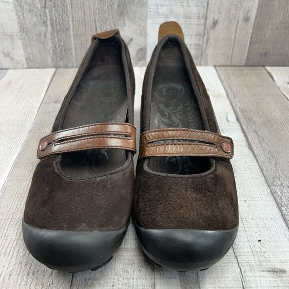 Merrell Womens 7 Plaza Bandeau Leather Suede Mary Jane Casual Shoe Slip On Brown - Picture 4 of 14